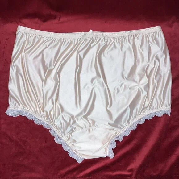 NIP 2X 3X Ritzy Knickers Can Can Granny Panty Silky Nylon Satin Lace Brief Sissy